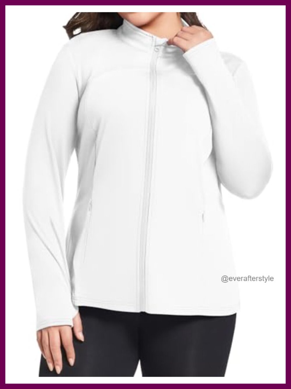 Plus Size Full Zip Running Jacket Lightweight Yoga Top Thumb Holes Athletic